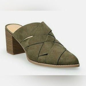 LC Lauren Conrad Rowann High Heel Mules Color Olive